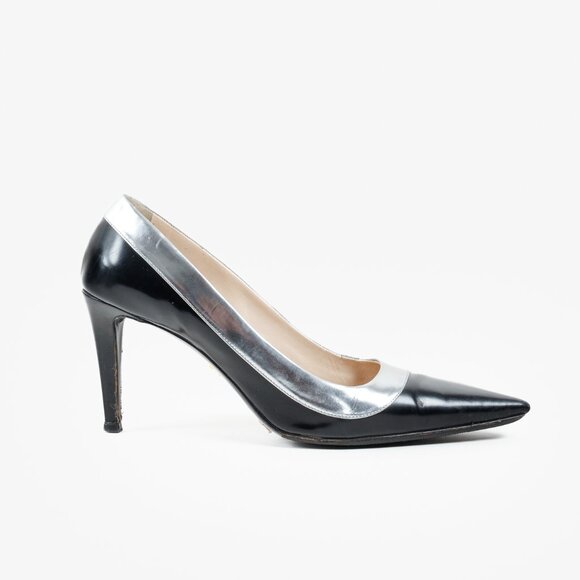 Prada Metallic Rim Point Toe Stiletto Heels - Picture 1 of 10